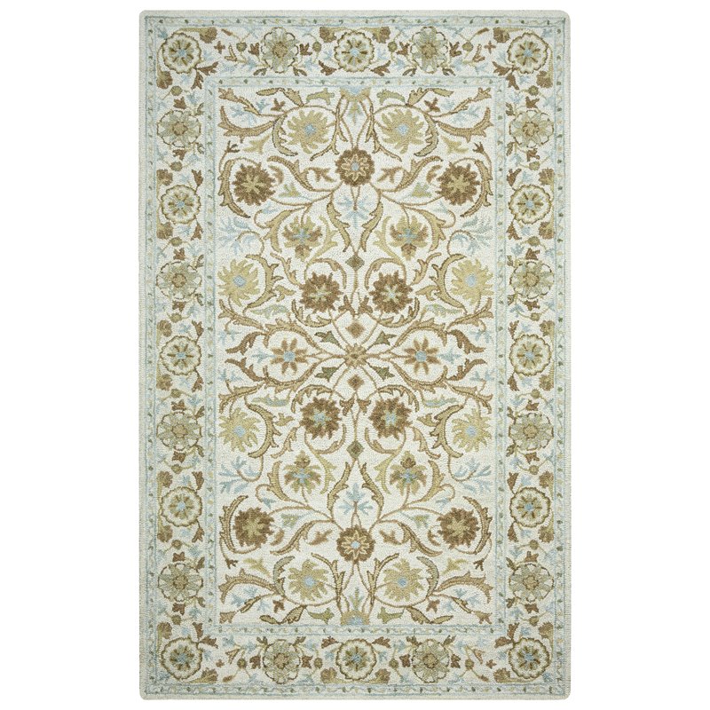 Alora Decor Crypt 8' x 10' Border Blue/Ivory Hand-Tufted Area Rug