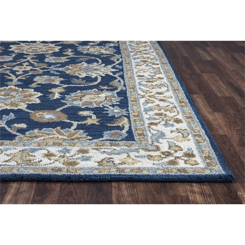 Alora Decor Crypt 8' x 10' Border Blue/Ivory Hand-Tufted Area Rug