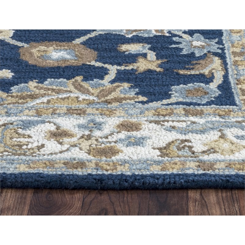 Alora Decor Crypt 8' x 10' Border Blue/Ivory Hand-Tufted Area Rug
