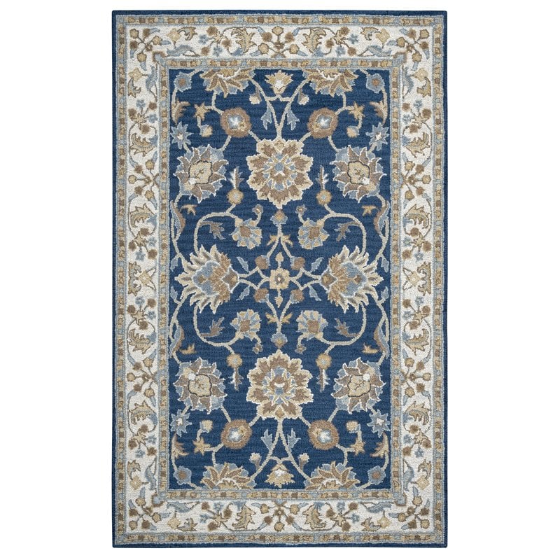Alora Decor Crypt 8' x 10' Border Blue/Ivory Hand-Tufted Area Rug