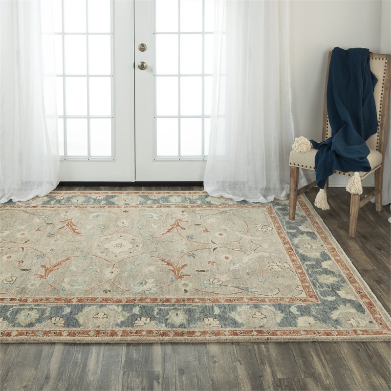 Alora Decor Abby 8' x 10' Lt. Blue/Brown/Beige/Blue Hand Knotted Area Rug