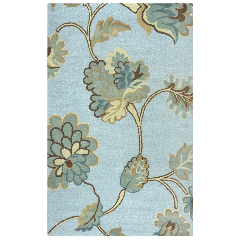 Alora Decor Charming 3' x 5' Floral Blue/Gray/Rust/Blue Hand-Tufted Area Rug