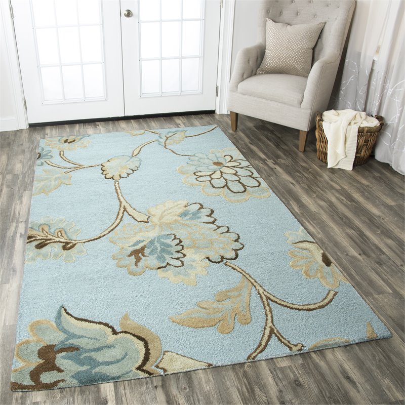Alora Decor Charming 5' x 8' Floral Blue/Gray/Rust/Blue Hand-Tufted Area Rug