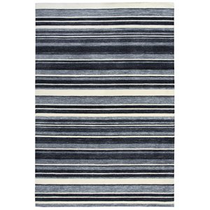 Alora Decor Bermuda 7'6&quotx9'6&quot Stripe Gray/Charcoal/Ivory Hand-Tufted Area Rug