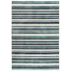 Alora Decor Bermuda 7'6&quotx9'6&quot Stripe Aqua/Gray/Ivory Hand-Tufted Area Rug