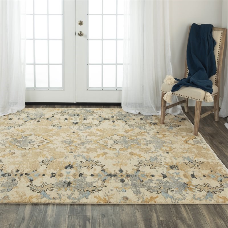 Alora Decor Abby 9' x 12' Beige/Brown/Blue/Gray Hand Knotted Area Rug