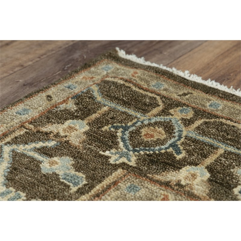 Alora Decor Abby 10' x 14' Dk. Brown/Brown/Blue Hand Knotted Area Rug