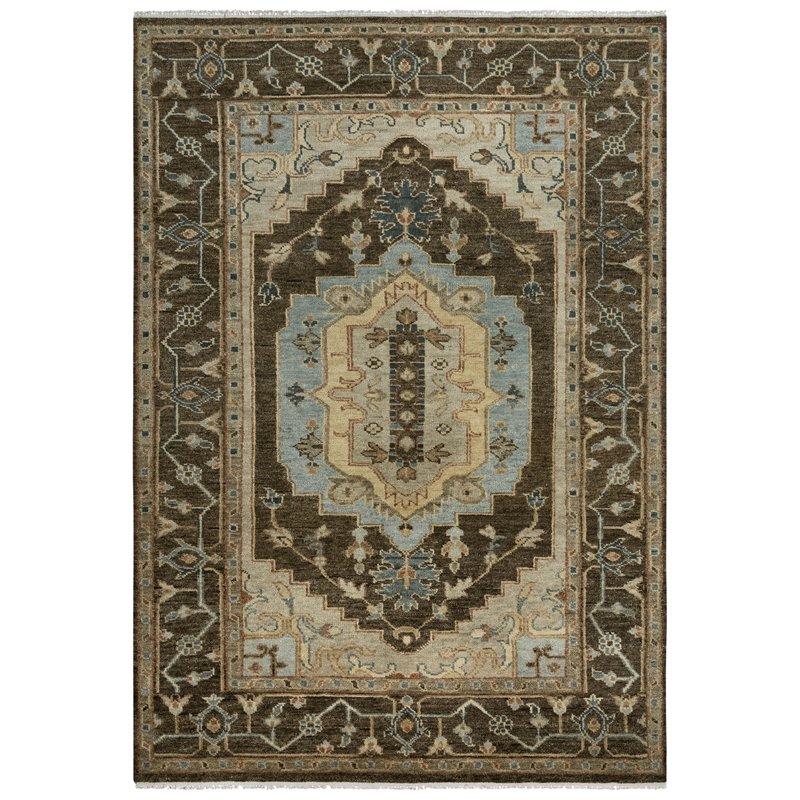 Alora Decor Abby 10' x 14' Dk. Brown/Brown/Blue Hand Knotted Area Rug