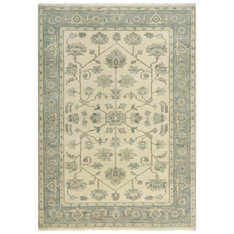 Alora Decor Abby 6' x 9' Traditional Ivory/Blue/Beige/Gray Hand Knotted Area Rug