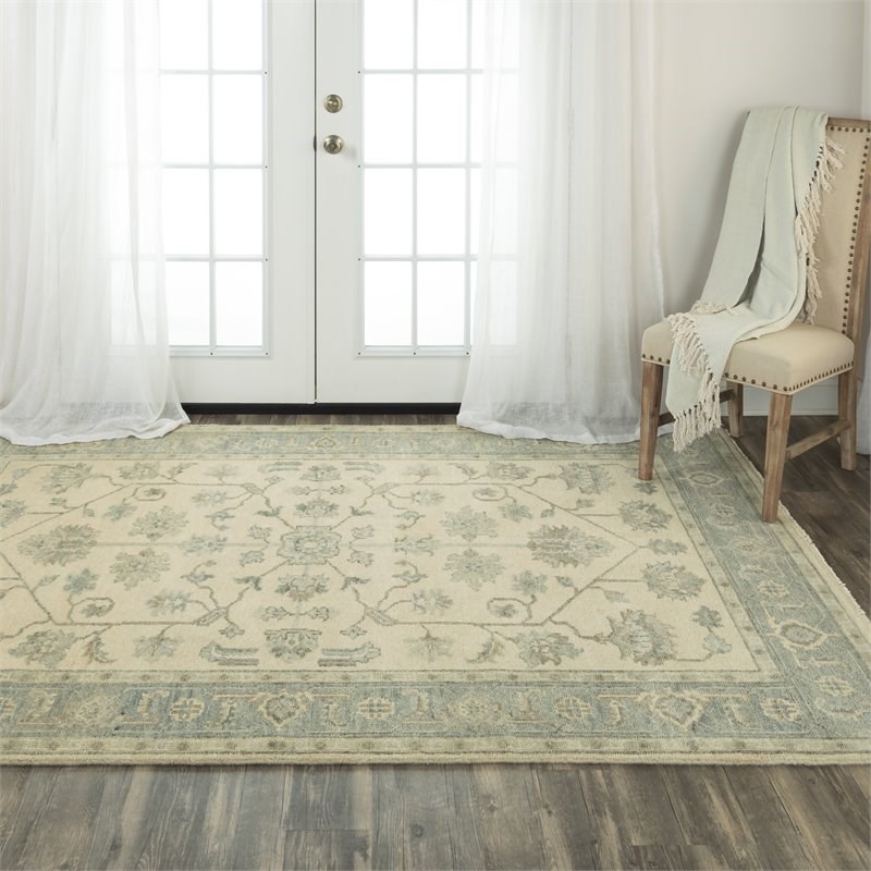 Alora Decor Abby 6' x 9' Traditional Ivory/Blue/Beige/Gray Hand Knotted Area Rug