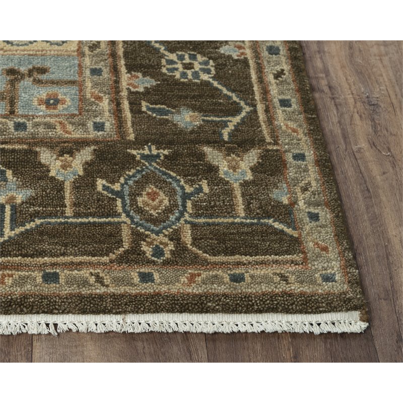 Alora Decor Abby 6' x 9' Traditional Dk. Brown/Brown/Blue Hand Knotted Area Rug
