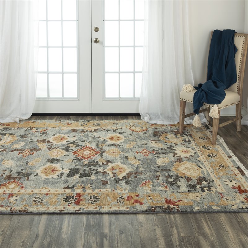 Alora Decor Abby 9' x 12' Traditional Dk. Gray/Brown/Gray Hand Knotted Area Rug