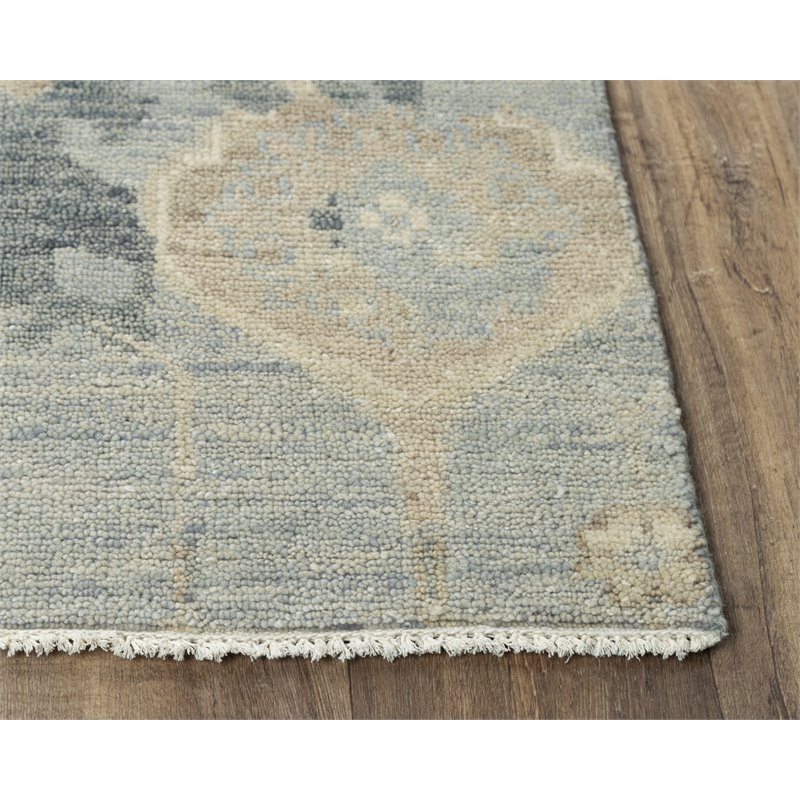 Alora Decor Abby 9' x 12' Traditional Dk. Gray/Blue/Gray Hand Knotted Area Rug