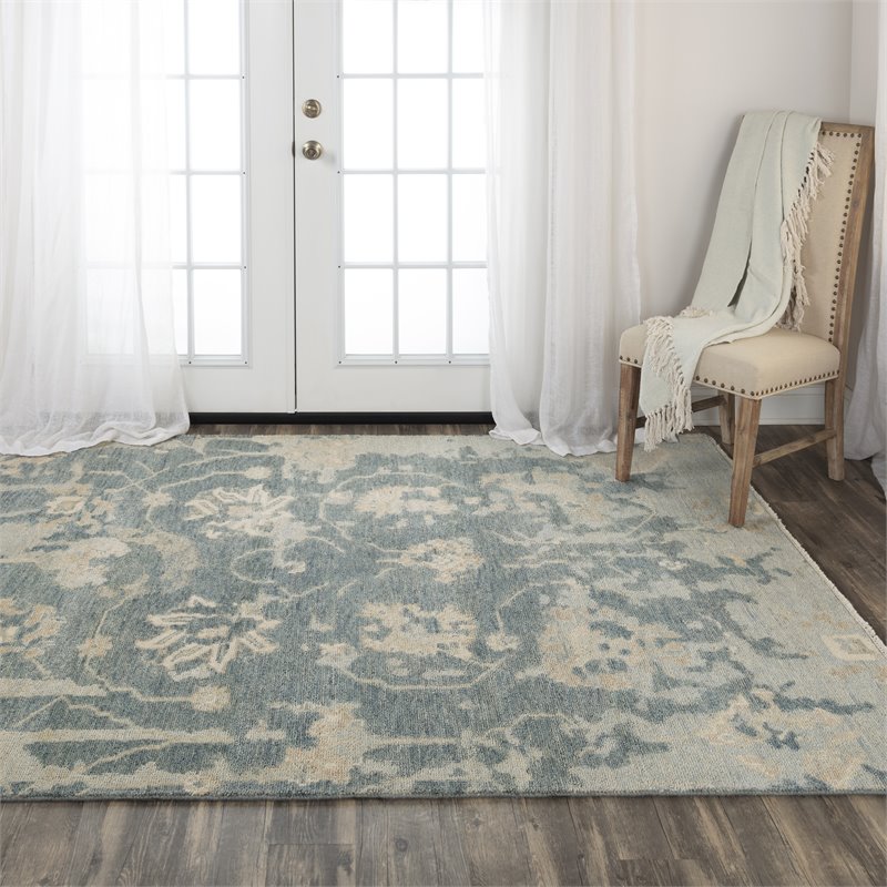 Alora Decor Abby 6' x 9' Traditional Dk. Gray/Blue/Gray Hand Knotted Area Rug