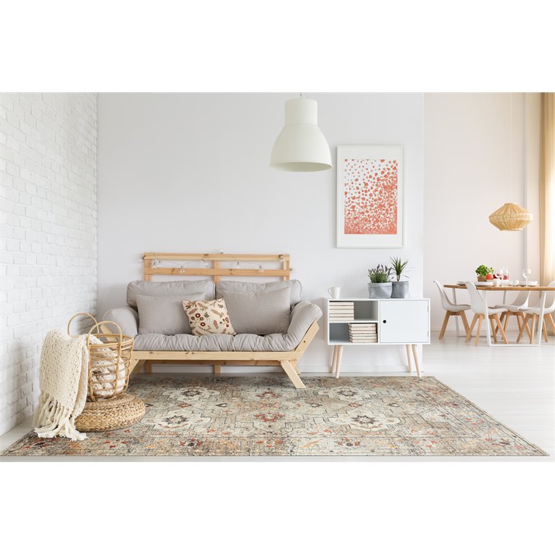 Alora Decor Alure 8' x 10' Classical Green/Beige/Apricot Hybrid Area Rug