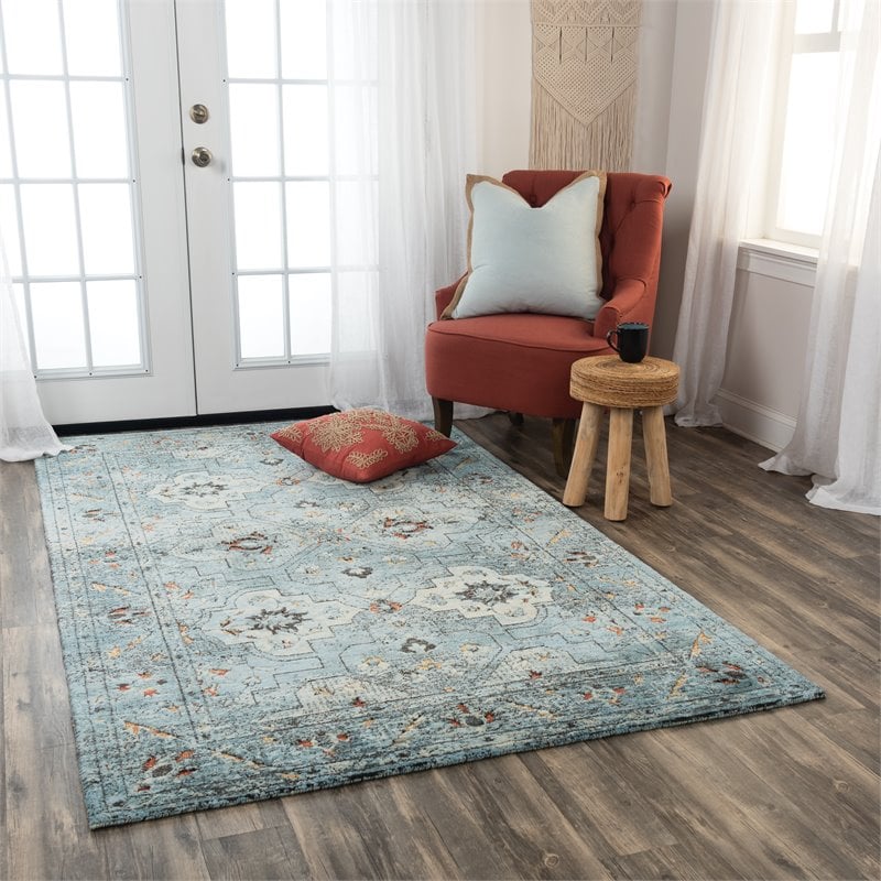 Alora Decor Alure 8' x 10' Classical Blue/Beige/Apricot Hybrid Area Rug