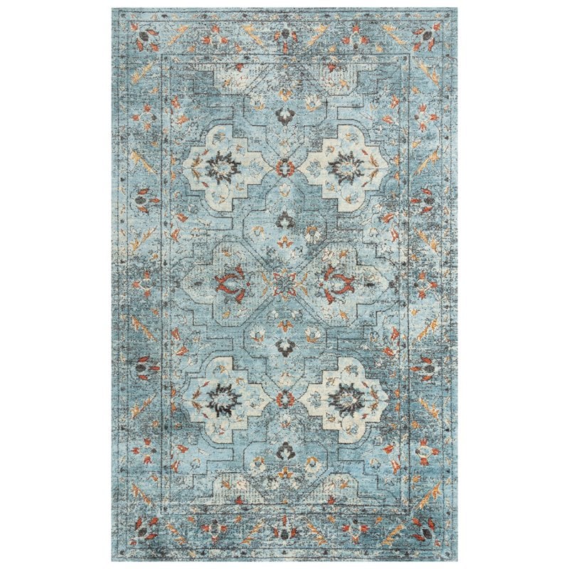 Alora Decor Alure 8' x 10' Classical Blue/Beige/Apricot Hybrid Area Rug