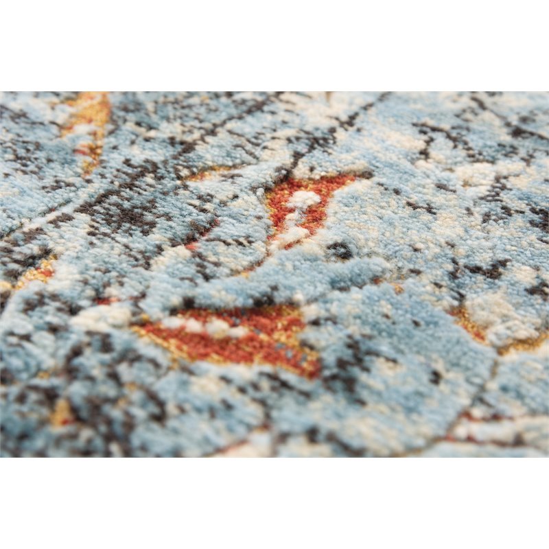 Alora Decor Alure 5' x 8' Classical Blue/Beige/Apricot Hybrid Area Rug