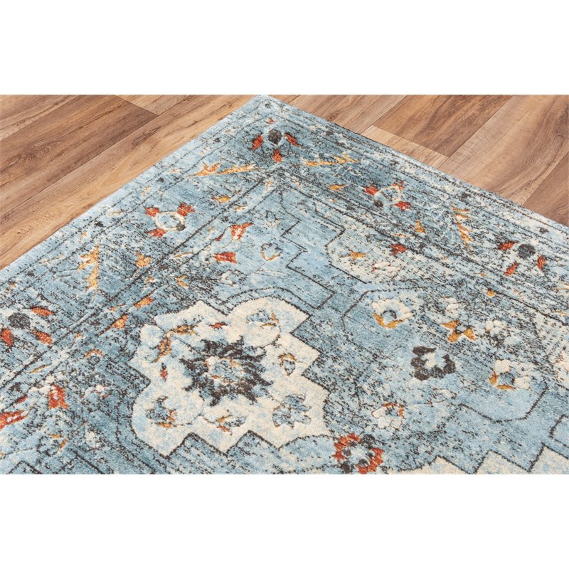 Alora Decor Alure 5' x 8' Classical Blue/Beige/Apricot Hybrid Area Rug