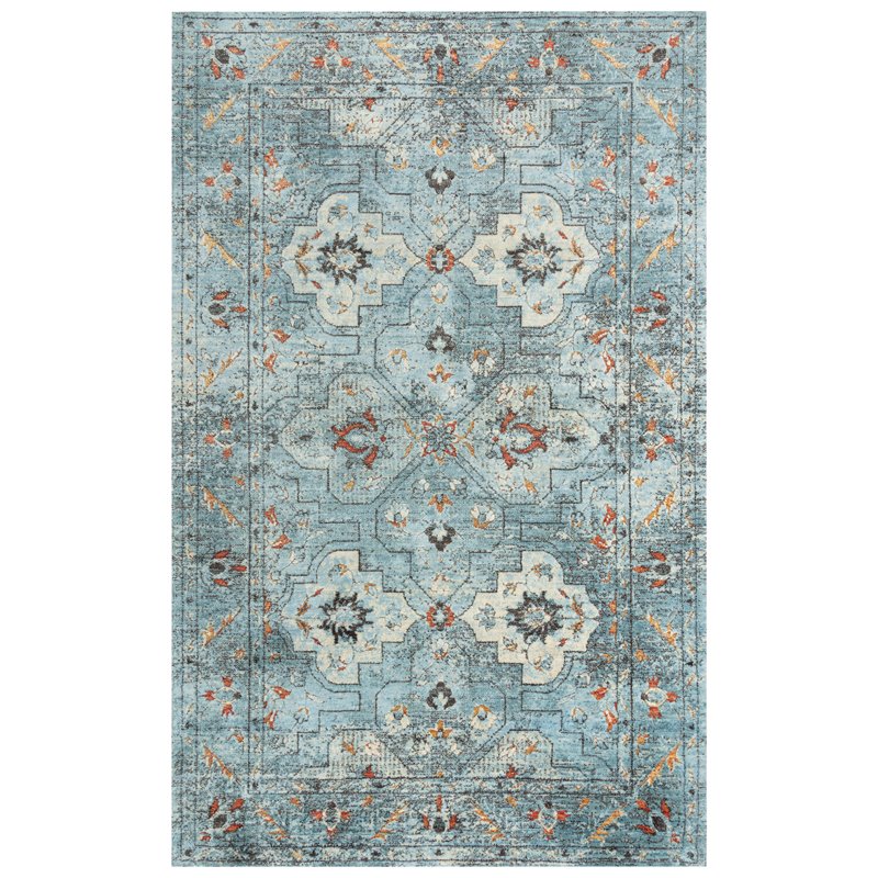 Alora Decor Alure 5' x 8' Classical Blue/Beige/Apricot Hybrid Area Rug
