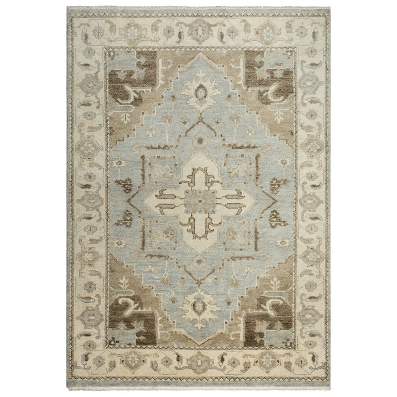 Alora Decor Abby 9' x 12' Traditional Gray/Blue/Brown Hand Knotted Area Rug