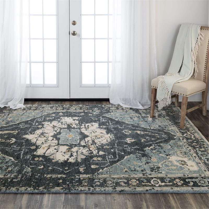 Alora Decor Abby 10' x 14' Traditional Blue/Blue Hand Knotted Area Rug