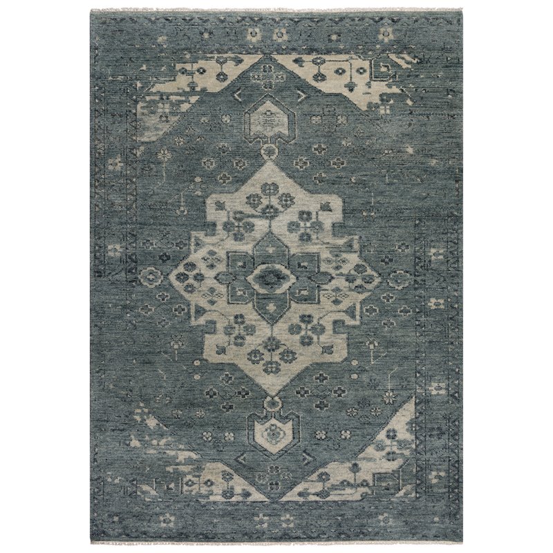 Alora Decor Abby 10' x 14' Traditional Blue/Blue Hand Knotted Area Rug