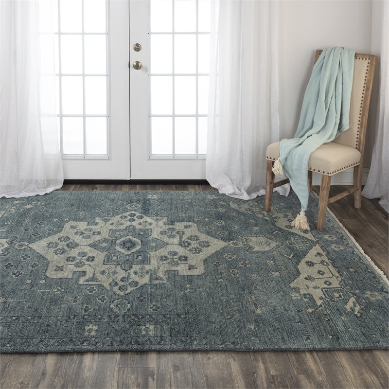Alora Decor Abby 6' x 9' Traditional Blue/Blue Hand Knotted Area Rug