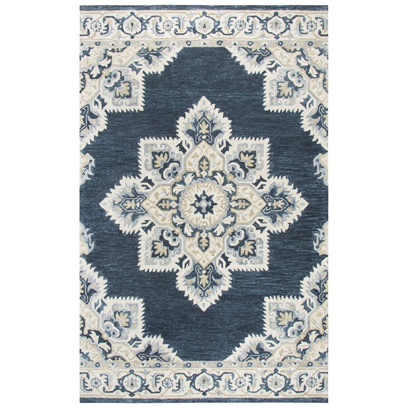 Alora Decor Cascade 8' x 10' Dk Blue/Natural/Gray/Tan Hand-Tufted Area Rug