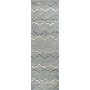 Alora Decor Cascade 2'6&quot x 8' Gray/Natural/Gray/Aqua Hand-Tufted Area Rug