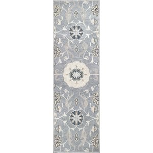 Alora Decor Cascade 2'6&quot x 8' Floral Gray/Taupe/Tan Hand-Tufted Area Rug