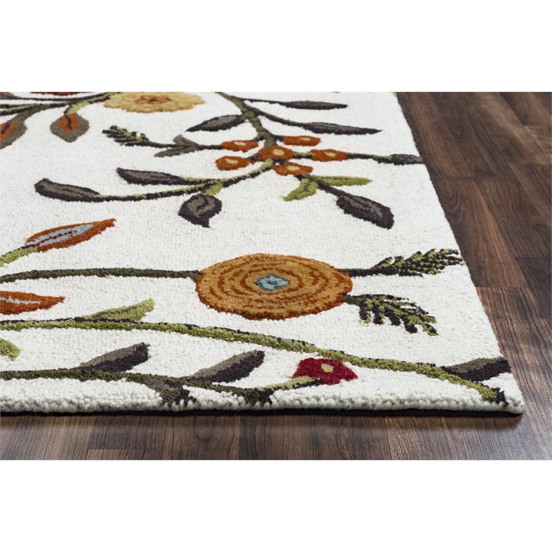 Alora Decor Charming 3' x 5' Floral Ivory/Gray/Rust/Blue Hand-Tufted Area Rug