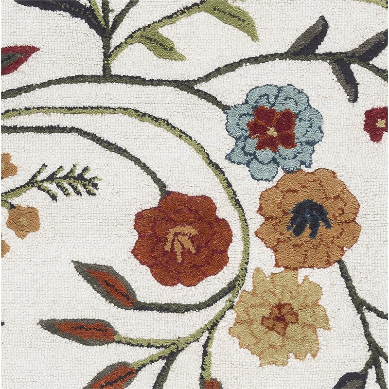 Rizzy Home Charming 3' x 5' Floral Ivory/Gray/Rust/Blue Hand-Tufted Area Rug Rizzy Home Charming 3' x 5' Floral Ivory/Gray/Rust/Blue Hand-Tufted Area Rug
