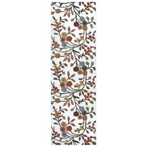 Alora Decor Charming 2'6&quot x 8' Floral Ivory/Gray/Rust/Blue Hand-Tufted Area Rug
