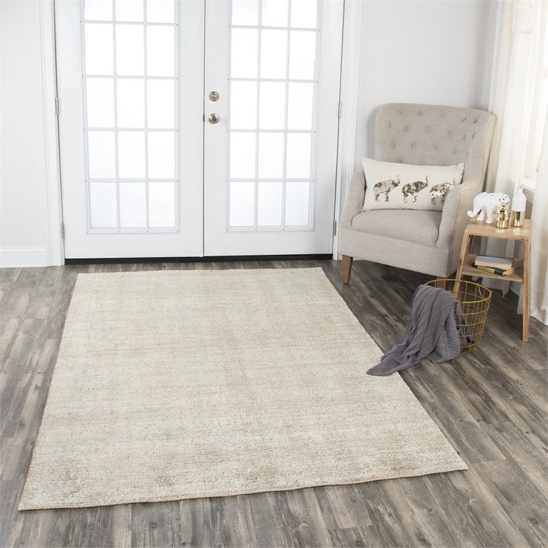 Alora Decor Demure 8' x 10' Solid Beige/Beige Hand-Loomed Area Rug