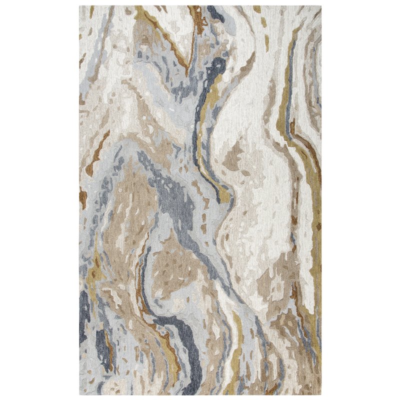 Alora Decor Flare 8' x 10' Beige/Blue/Grey/Taupe/Gold Hand-Tufted Area Rug