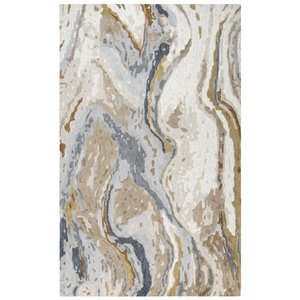 flare 8' x 10' abstract beige/blue/grey/taupe/gold hand-tufted area rug