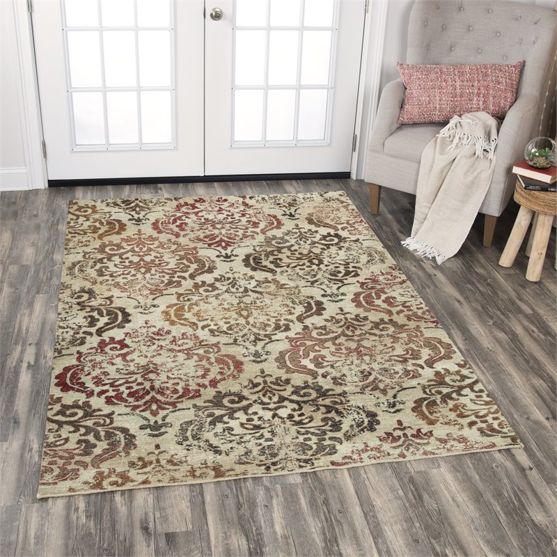 Alora Decor Euphoria 9' x 12' Beige/Brown/Beige/Brown/Rust Hybrid Area Rug