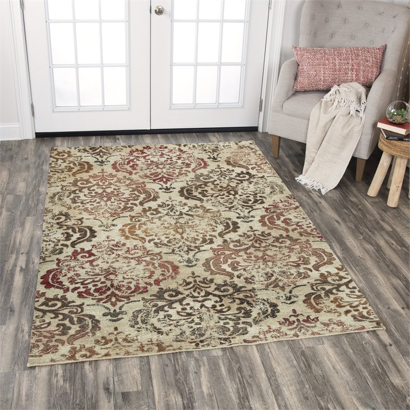 Alora Decor Euphoria 3' x 5' Beige/Brown/Beige/Brown/Rust Hybrid Area Rug