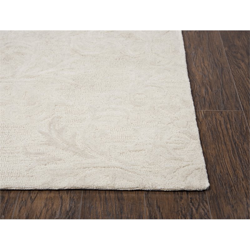 Alora Decor Emerson 5' x 8' Damask Beige/Gray/Rust/Blue Hand-Tufted Area Rug