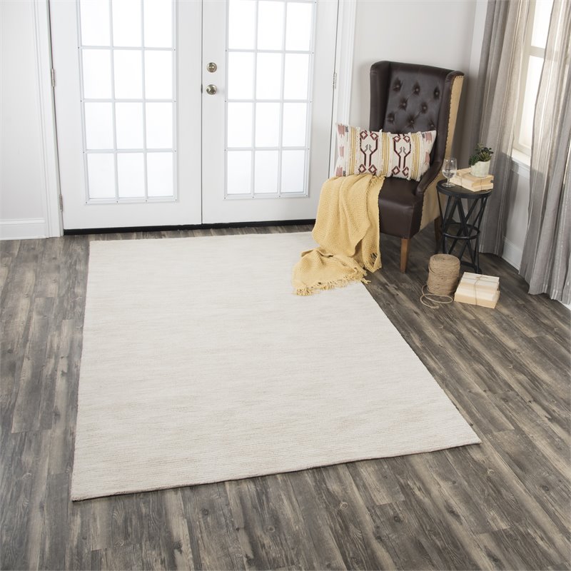 Alora Decor Emerson 5' x 8' Solid Beige/Gray/Rust/Blue Hand-Tufted Area Rug