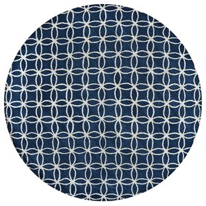 Alora Decor Holland 8' Round Geometric Blue/Ivory Hand-Tufted Area Rug