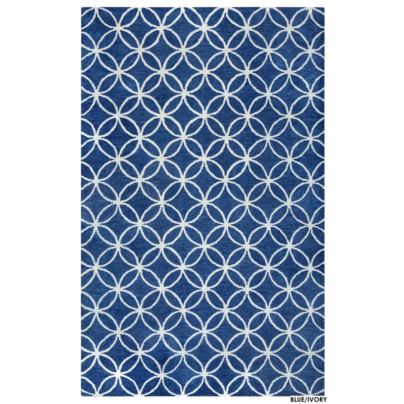 Alora Decor Holland 8' x 10' Geometric Blue/Ivory Hand-Tufted Area Rug