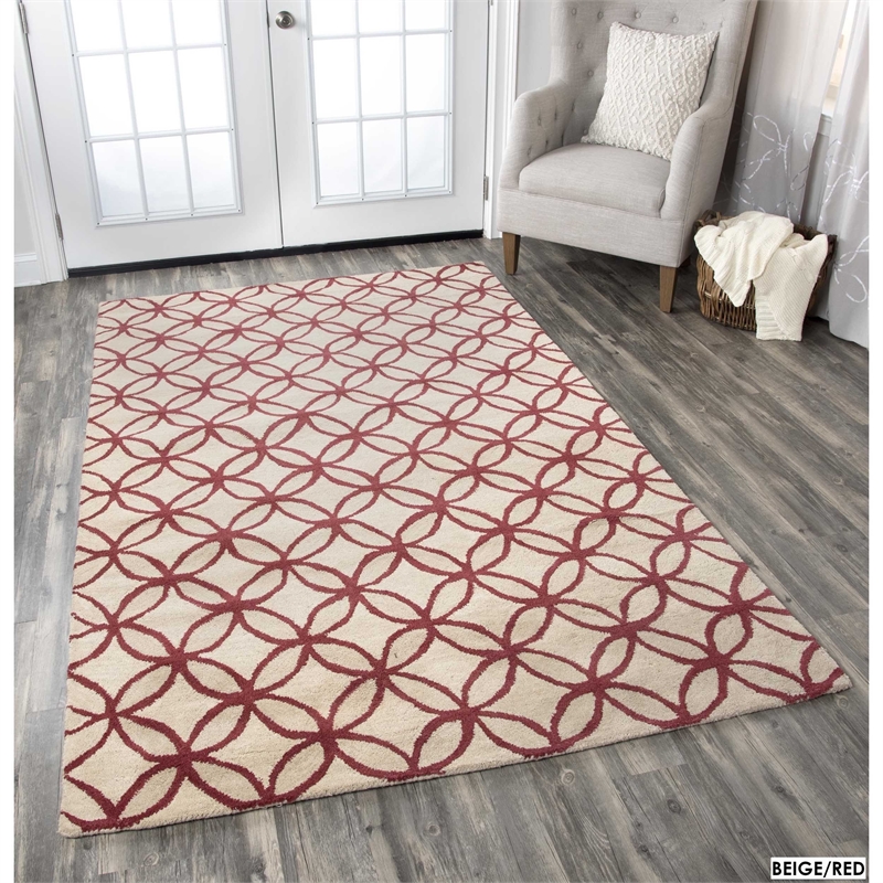 Alora Decor Holland 3' x 5' Geometric Blue/Ivory Hand-Tufted Area Rug
