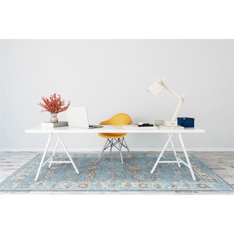 Alora Decor Infinity 5' x 8' Classical Blue/Beige/Ivory Hybrid Area Rug