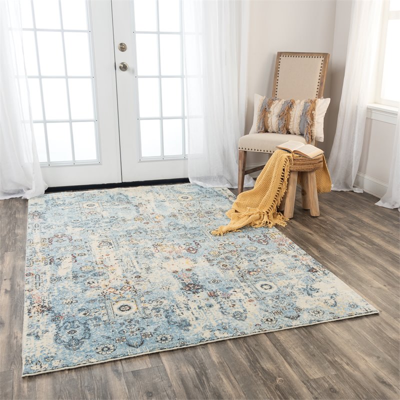 Alora Decor Infinity 5' x 8' Classical Blue/Beige/Ivory Hybrid Area Rug