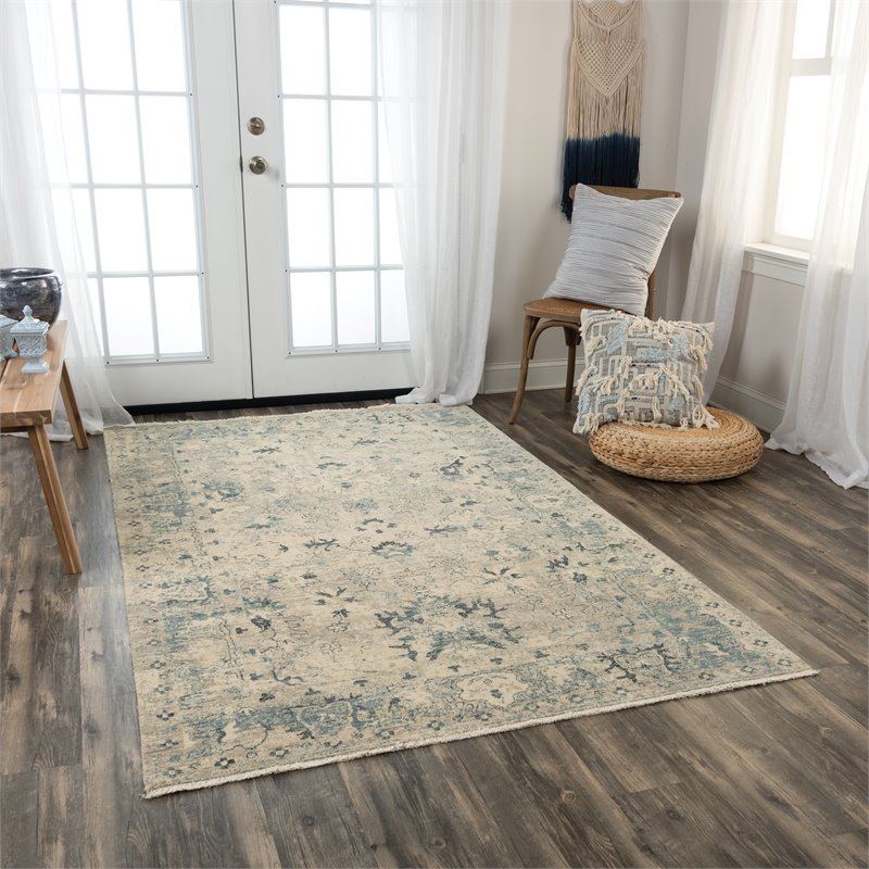 Alora Decor Intrepid 10' x 13' Classical Beige/Blue/Ivory Hybrid Area Rug