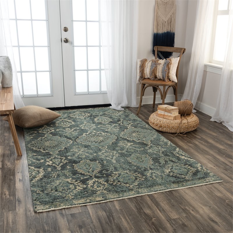 Alora Decor Intrepid 9' x 12' Classical Blue/Beige/Ivory Hybrid Area Rug