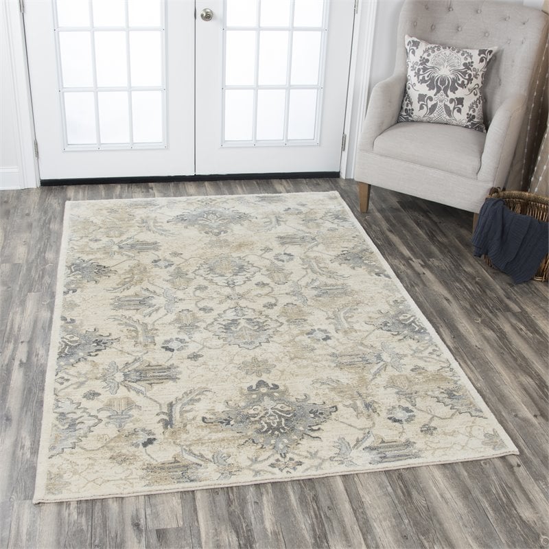 Alora Decor Euphoria 3' x 5' Lt. Beige/Gray/Rust/Blue Hybrid Area Rug