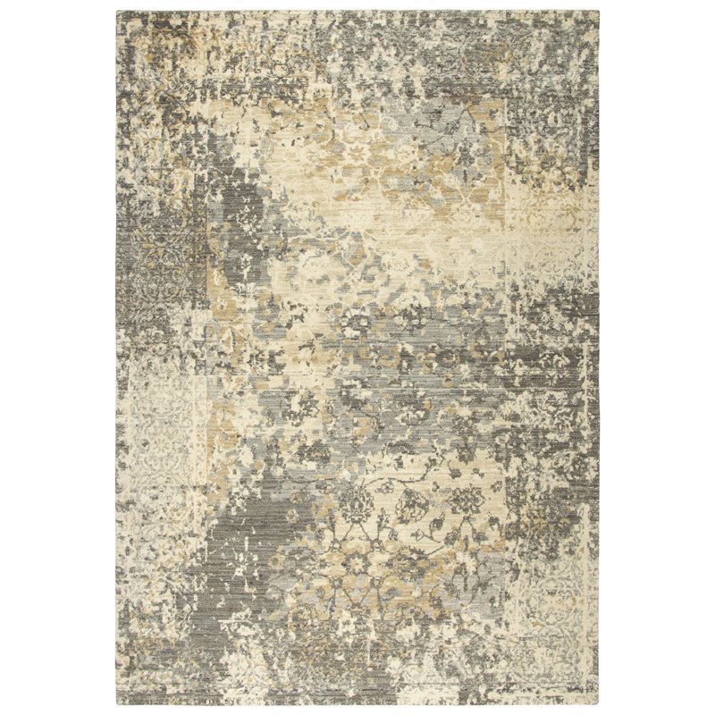 Alora Decor Euphoria 9' x 12' Floral Distress Beige/Gray/Rust/Blue Hybrid Rug